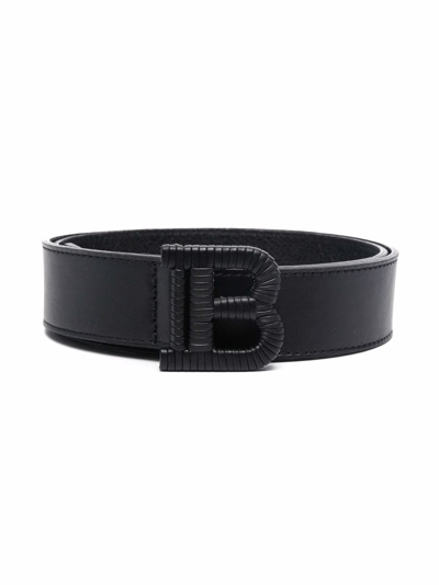 BALMAIN TEEN LOGO-BUCKLE LEATHER BELT