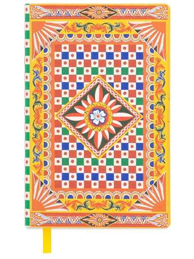 DOLCE & GABBANA SMALL CARRETTO-PRINT RULED NOTEBOOK