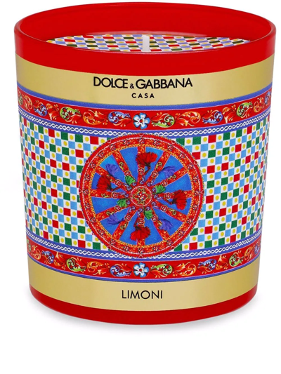 Dolce & Gabbana Carretto-print Scented Candle (250g) In Red