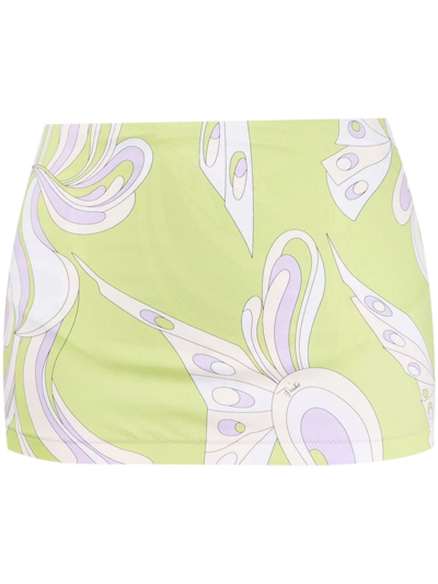 Pucci Farfalle Skirt-detail Bikini Bottoms In Green