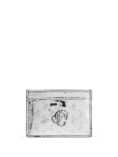 Jimmy Choo Umika Monogram Cardholder In Silver