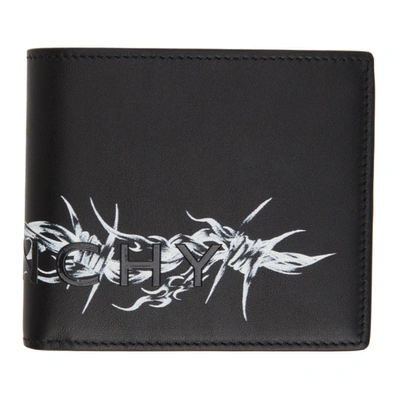 Givenchy Barbed Wire Logo Leather Bifold Wallet In Black
