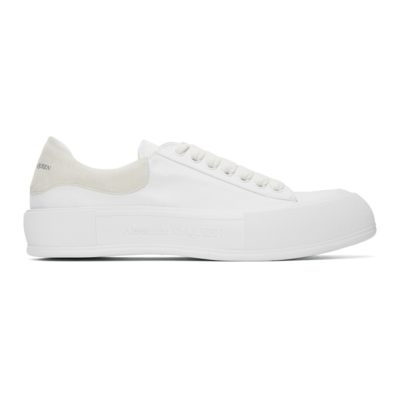 ALEXANDER MCQUEEN WHITE DECK LACE-UP PLIMSOLL