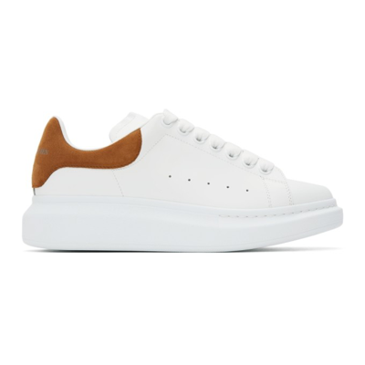 Alexander Mcqueen White & Brown Oversized Sneakers In White/cedar