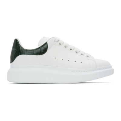 Alexander Mcqueen White & Green Croc Oversized Sneakers In 9448 White/da.fores.