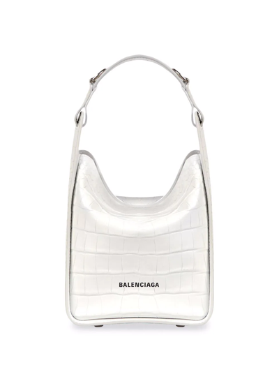 Balenciaga Xs Tool 2.0 Embossed Leather Tote Bag In White,black