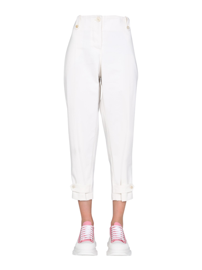 Alexander Mcqueen White Military Cuff Tailored Pants