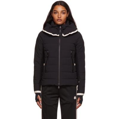 Moncler Lamoura Hooded Grosgrain-trimmed Quilted Down Ski Jacket In Black