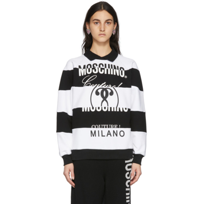 Moschino Black & White Striped Sweatshirt