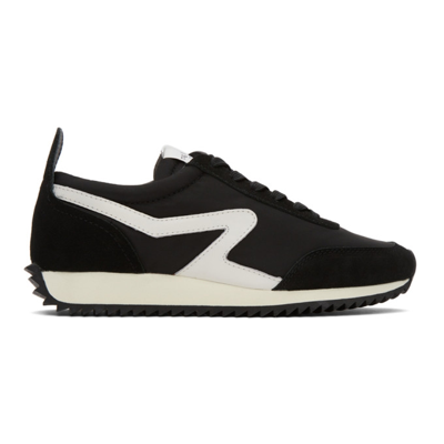 Rag & Bone Retro Runner Suede And Leather-trimmed Recycled Shell Trainers In Blk/white