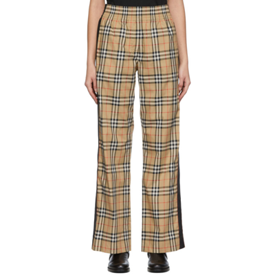 Burberry Louane Check Stretch Cotton Trousers In Beige