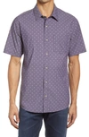 Travismathew Not Your Best Short Sleeve Button-up Shirt In Heather Purple