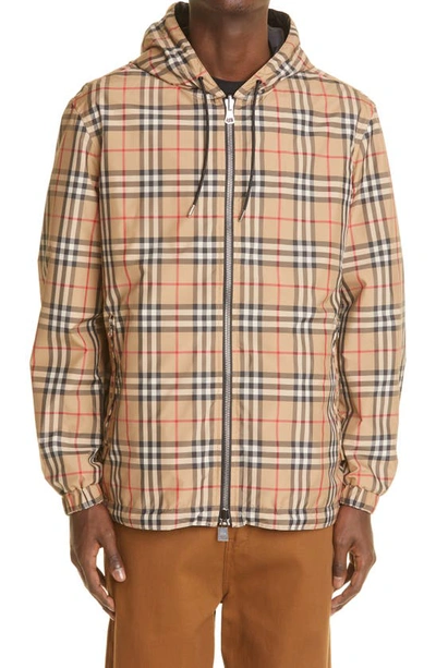Burberry Stretton Reversible Vintage-check Hooded Jacket In Beige