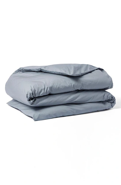 Coyuchi Crinkled Organic Cotton Percale Duvet Cover In Steel Blue