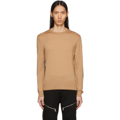 Neil Barrett Beige Tricolor Modernist Sweater In 3182 Camel/smoke/bla