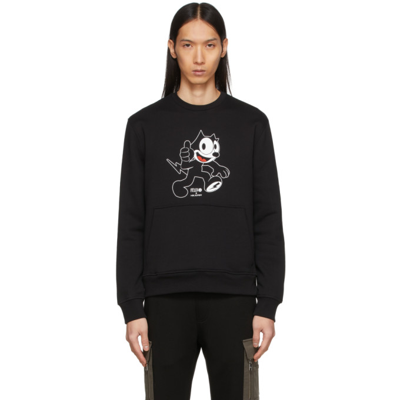 Neil Barrett Felix The Cat Print Jersey Sweatshirt In Black