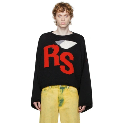 for Men Mens Clothing Sweaters and knitwear V-neck jumpers Raf Simons Detached-print Silk-jersey Roll-neck Sweater in Black Red Blue 