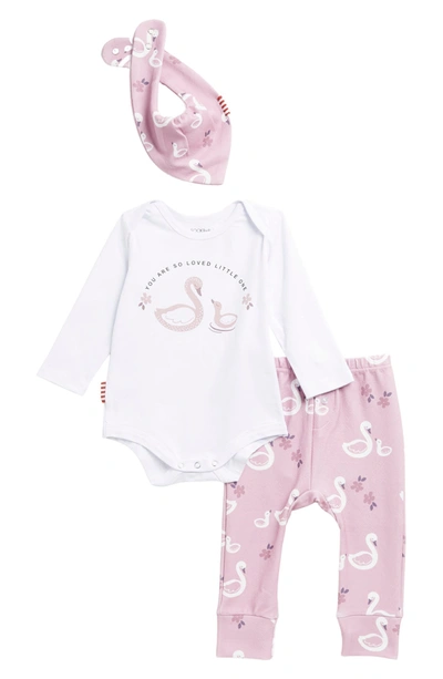 Sookibaby Babies' Swan Bodysuit, Leggings, & Bib Set In Multi