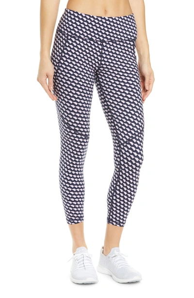 Sweaty Betty Power Pocket Workout Leggings In Navy Blue Slant Print