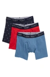 Ted Baker Cotton Stretch Boxer Briefs In Lychee/ Navy