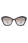 Miu Miu 55mm Irregular Sunglasses In Black / Grad Grey Mir Silver