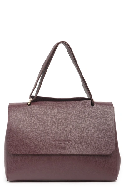 Maison Heritage Pebbled Leather Satchel In Burgundy