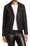 Guess Faux Leather Asymmetrical Moto Jacket In Black