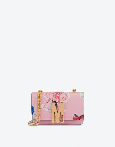 Moschino Fashion Sketches Mini Shoulder M Bag In Pastel Pink