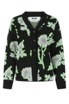 Msgm Black Jacquard Neon Flowers Cardigan