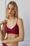 Calvin Klein Pure Ribbed Lightly Lined Bralette In Maroon