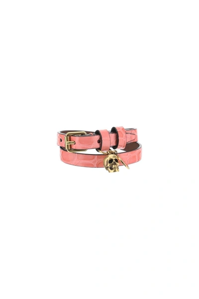 Alexander Mcqueen Double Wrap Bracelet In Pink