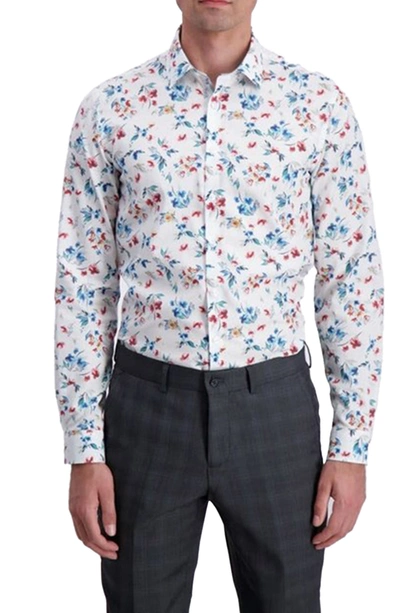 Lindbergh Technical Floral Print Regular Fit Shirt In White