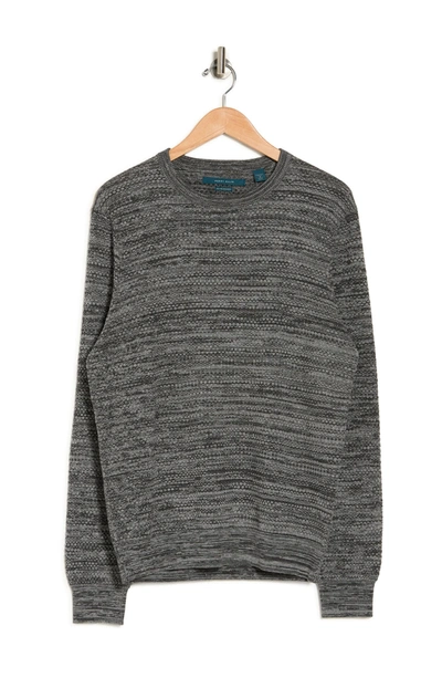 Perry Ellis Textured Space Dye Crew Neck Sweater In Charcoal Heather