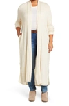 Baea Ribbed Knit Long Line Duster Cardigan In Ivory Cream