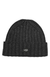 Ugg Solid Rib Knit Beanie In Charcoal