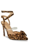 Chase & Chloe Halston Pointed Toe Ankle Strap Pump In Leopard Suede