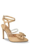 Chase & Chloe Halston Pointed Toe Ankle Strap Pump In Nude Pu
