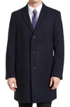 Hart Schaffner Marx Handover Wool Blend Topcoat In Navy