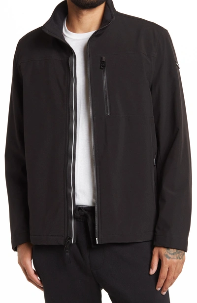 Calvin Klein Faux Shearling Lined Soft Shell Jacket In Black