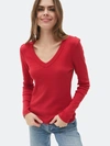 Michael Stars Layla V-neck Tee In Red