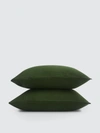 Sijo Luxe Weave Linen Pillowcase Set In Green