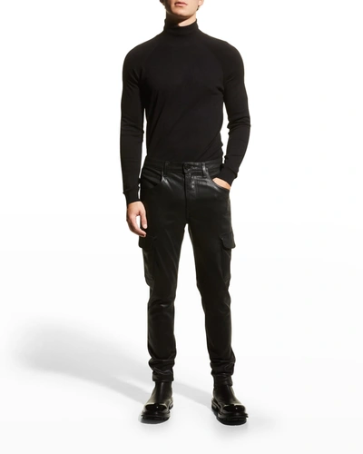 Monfrere Preston Skinny Fit Cargo Jeans In Noir In Coated Noir