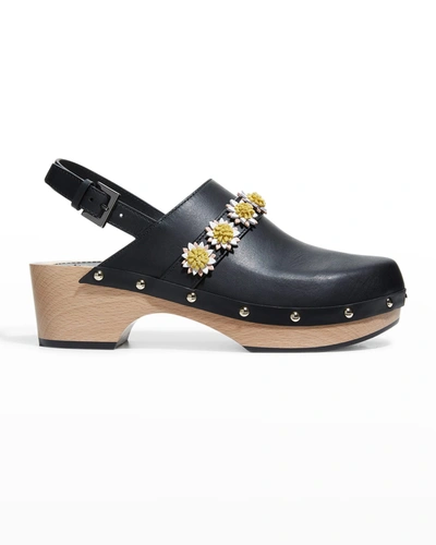 Fabrizio Viti Jean Daisy Bicolor Slingback Clogs In Black