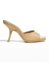 By Far Mora Leather Stiletto Mule Sandals In Sand