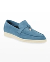 Loro Piana Summer Charms Walk Suede Loafers In Starry Sapphire
