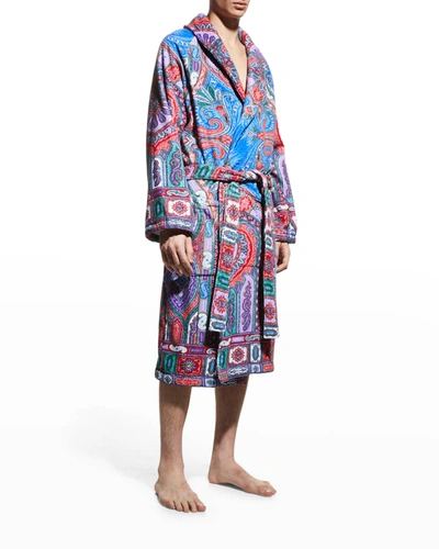 Etro Paisley-print Cotton Dressing Gown In Red