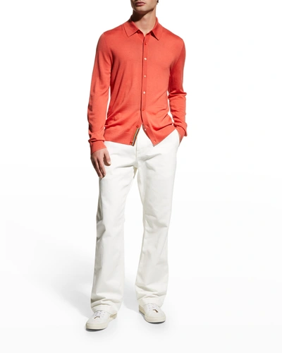 Paul Smith Men's Long-sleeve Polo Sweater In 16 Oranges