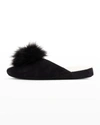 Patricia Green Pretty Pouf Faux Fur Slipper In Black
