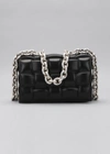 Bottega Veneta Chain Cassette Padded Intrecciato Crossbody Bag In Black/silver