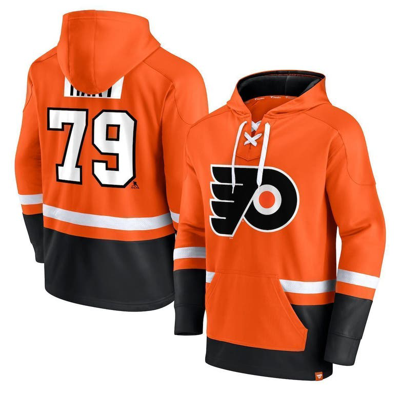 Fanatics Branded Carter Hart Orange/black Philadelphia Flyers Player Lace-up V-neck Pullover Hoodie